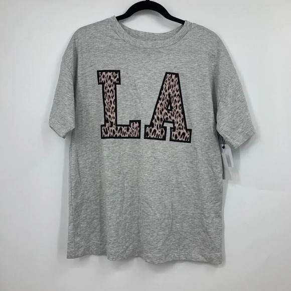 Abound Women's Graphic Cheetah Print LA Oversized Crew Neck T-Shirt Size M NWT - Picture 1 of 10